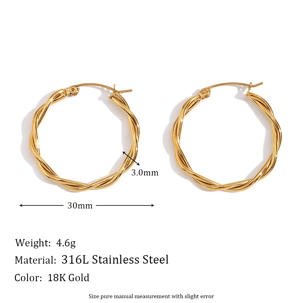 1 Pair Basic Simple Style Classic Style Solid Color Plating Stainless Steel 18k Gold Plated Earrings