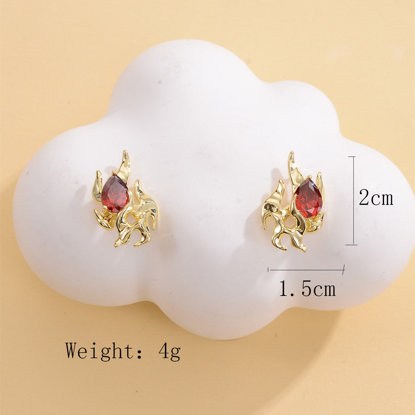 1 Pair Simple Style Flame Lotus Leaf HD-18918 Plating Inlay Copper Zircon Ear Studs