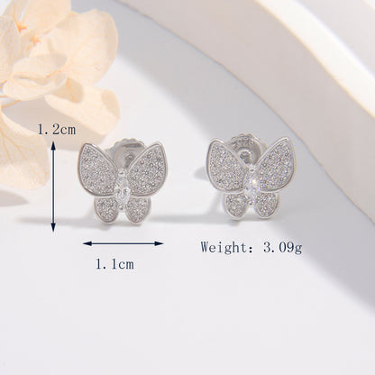 1 Pair Simple Style Butterfly Plating Inlay Sterling Silver Zircon Ear Studs