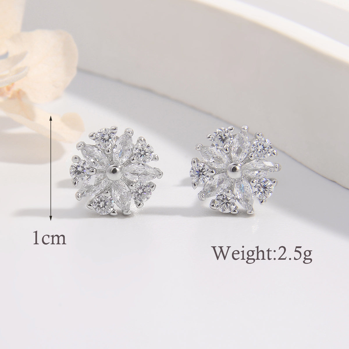 1 Pair Glam Simple Style Flower Plating Inlay Sterling Silver Zircon Ear Studs