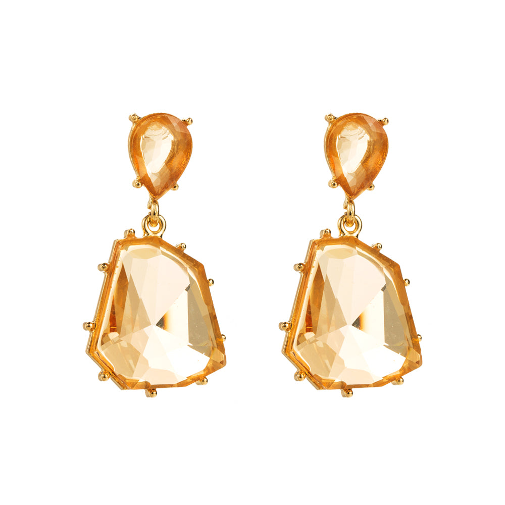 1 Pair Elegant Simple Style Irregular Geometric Inlay Alloy Resin Gold Plated Drop Earrings