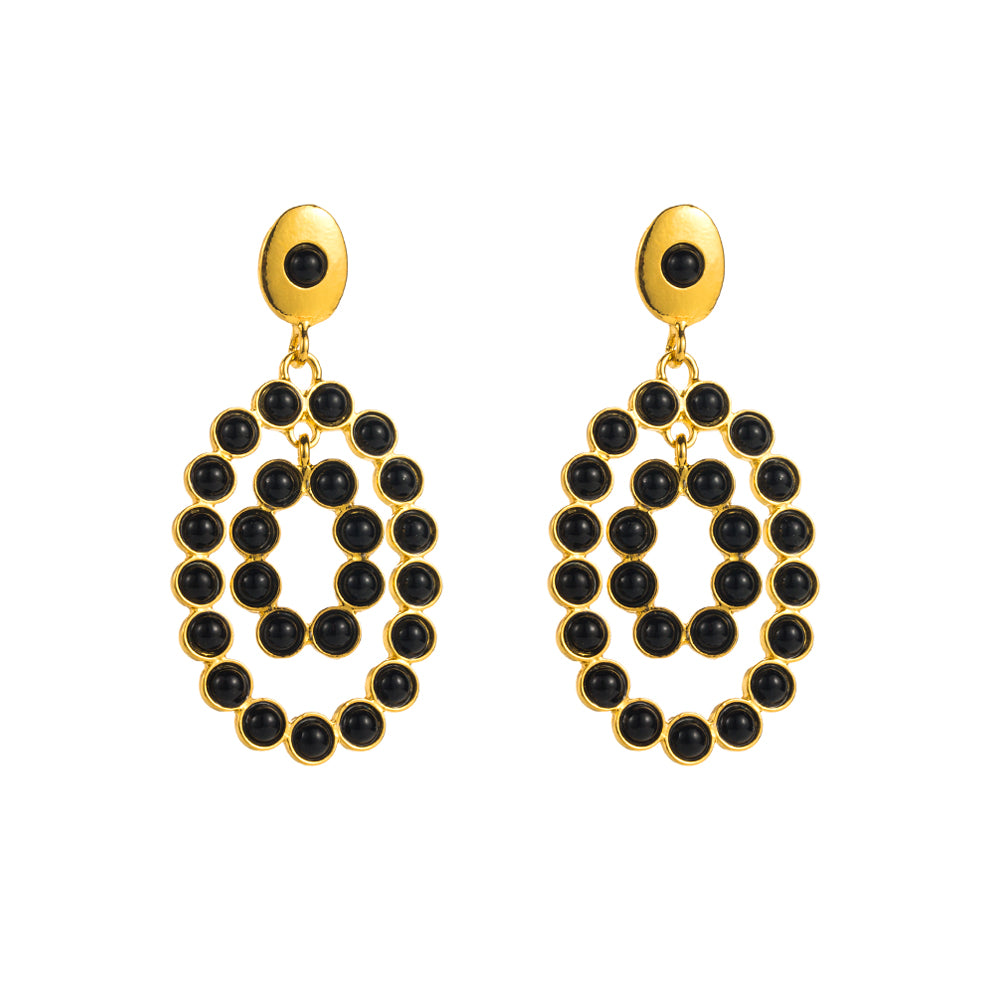 1 Pair Elegant Luxurious Oval Inlay Alloy Resin Drop Earrings