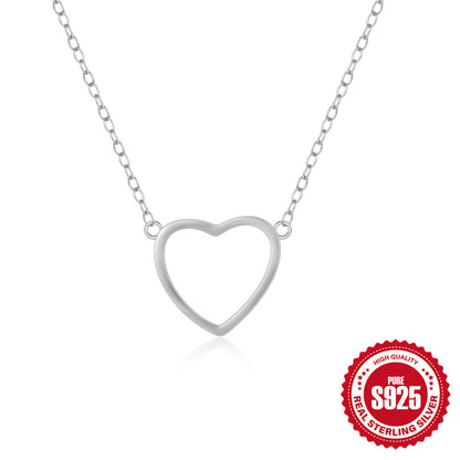 Simple Style Heart Shape Sterling Silver Plating Pendant Necklace