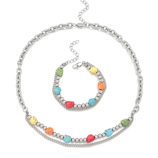 Stainless Steel IG Style Color Block Jewelry Set
