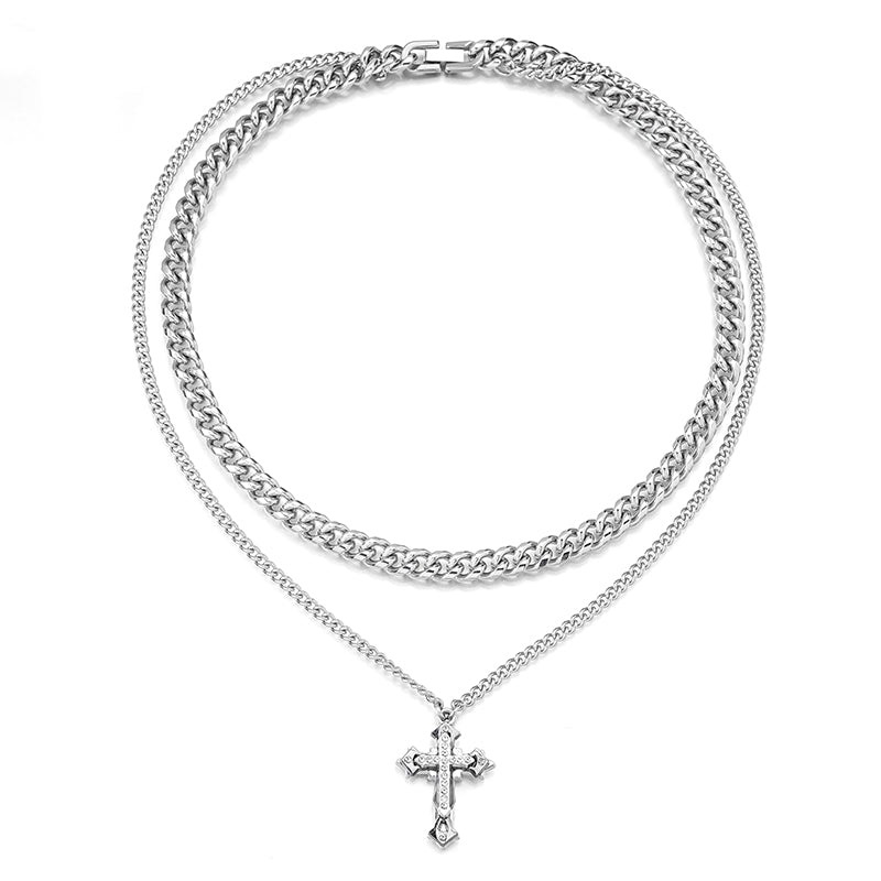 Stainless Steel Hip-Hop Cross Necklace