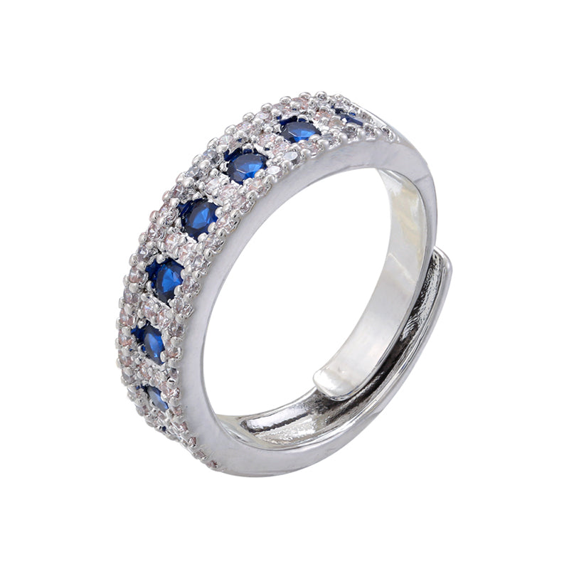 Wholesale Elegant Color Block Copper Plating Inlay Zircon Open Rings