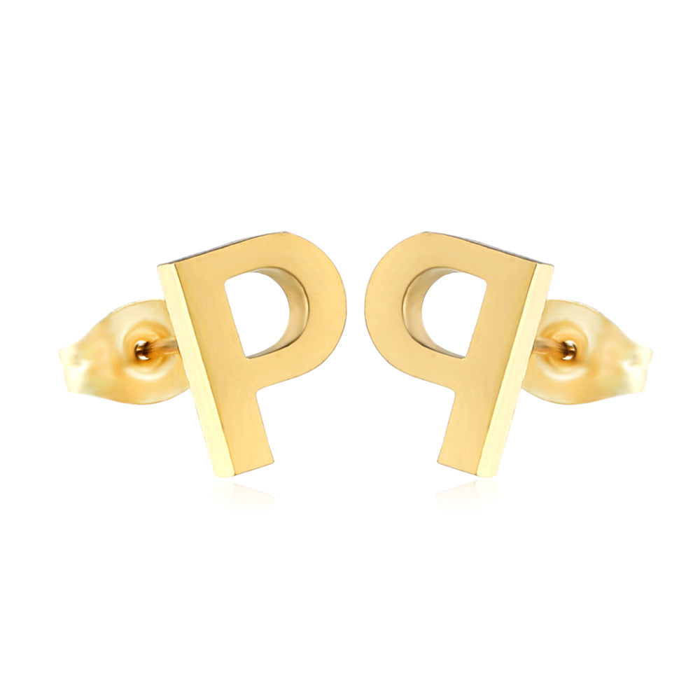 1 Pair Simple Style Letter Plating Stainless Steel Ear Studs