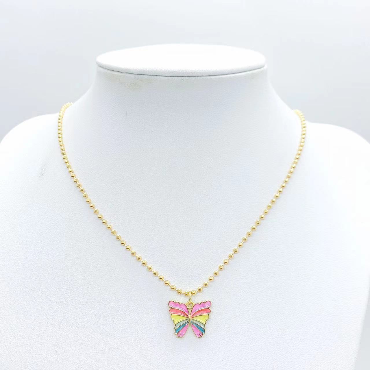 Copper Sweet Butterfly Plating Pendant Necklace