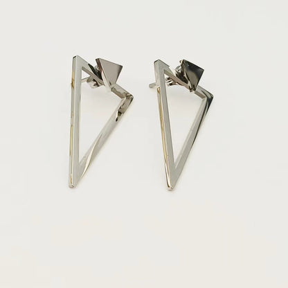 1 Pair Vintage Style Triangle Geometric Plating Stainless Steel Drop Earrings