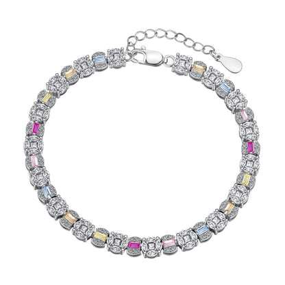 Sterling Silver Elegant Luxurious Shiny Geometric Plating Inlay Zircon Tennis Bracelet