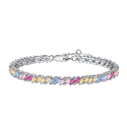 Sterling Silver Elegant Luxurious Shiny Geometric Plating Inlay Zircon Tennis Bracelet