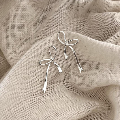 1 Pair Simple Style Bow Knot Plating Sterling Silver Ear Studs