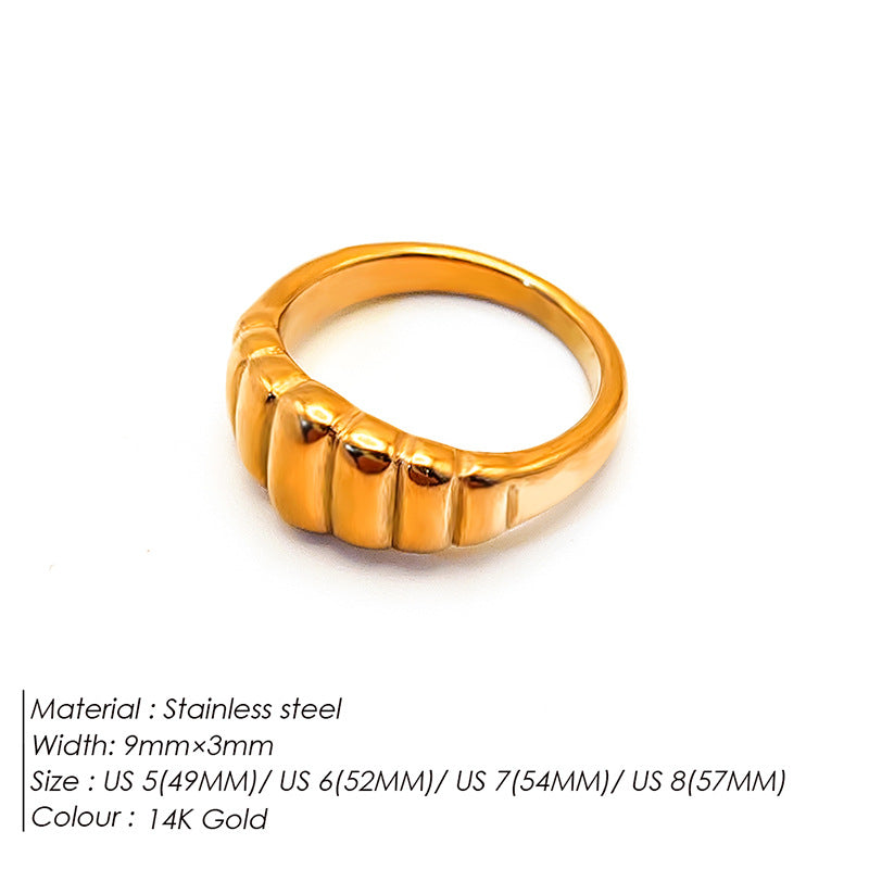 Stainless Steel Simple Style Stripe Plating Rings