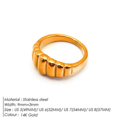 Stainless Steel Simple Style Stripe Plating Rings