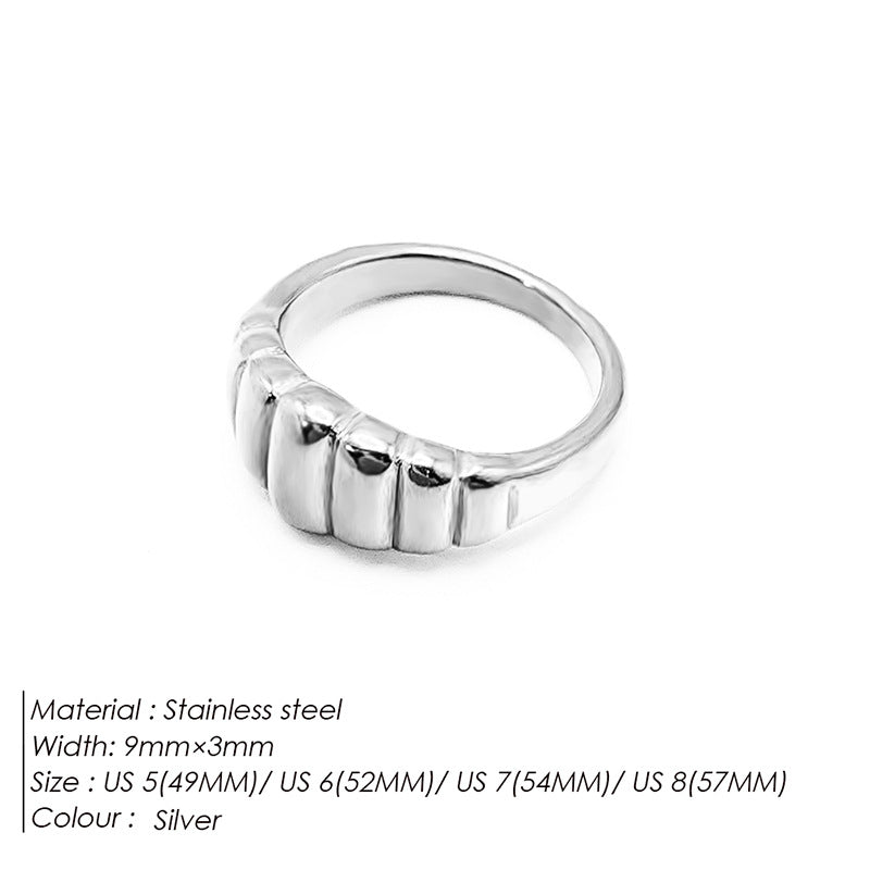 Stainless Steel Simple Style Stripe Plating Rings