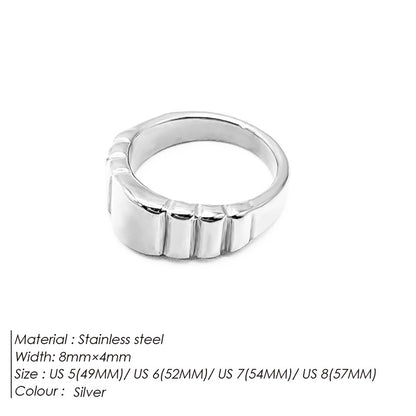 Stainless Steel Simple Style Stripe Plating Rings