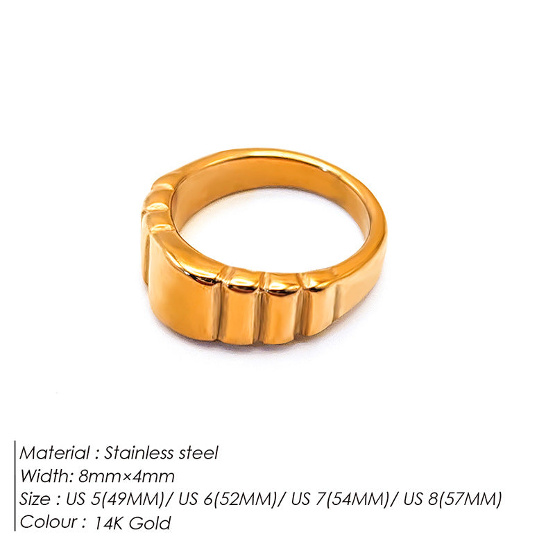 Stainless Steel Simple Style Stripe Plating Rings