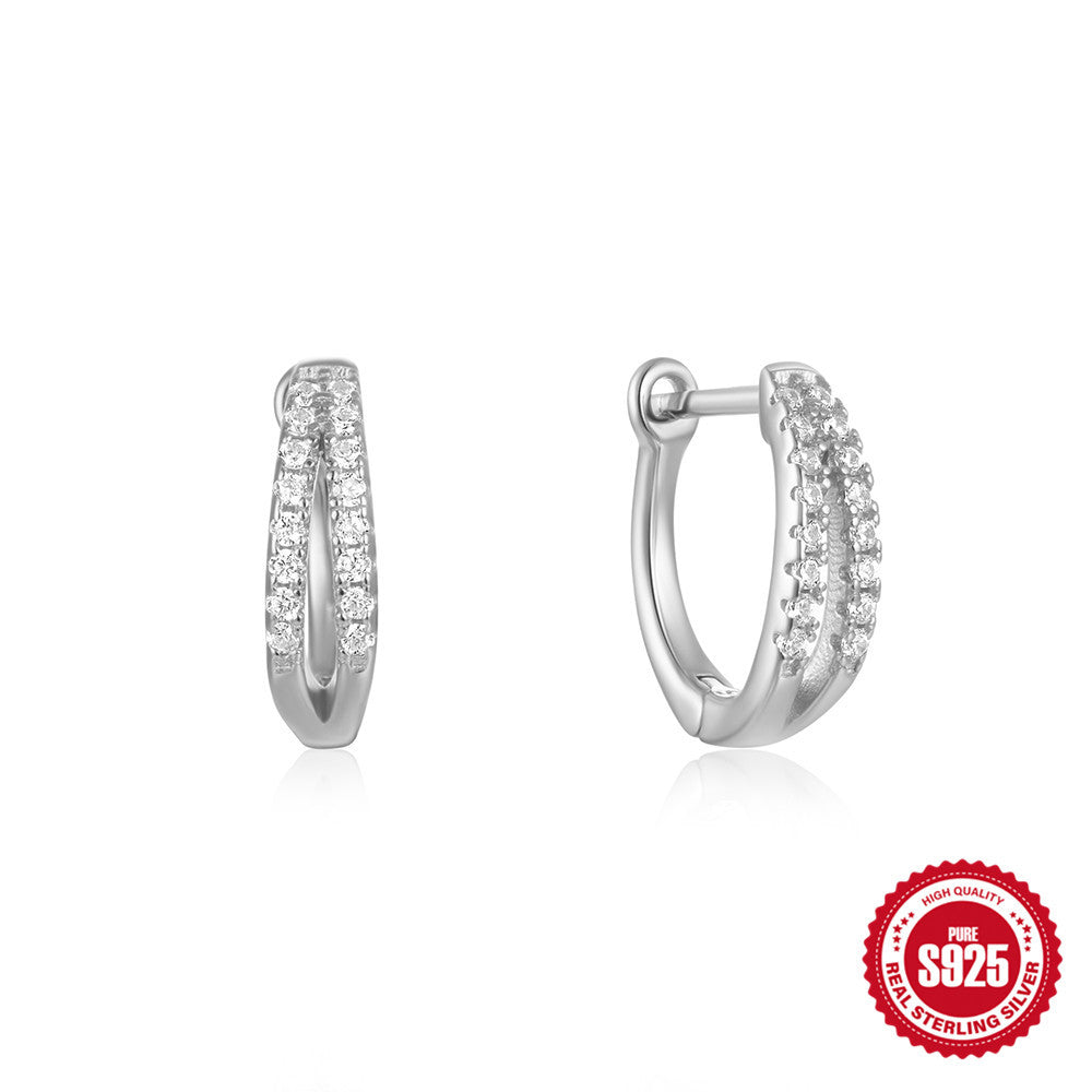 1 Pair Simple Style Geometric Plating Sterling Silver Hoop Earrings