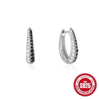 1 Pair Simple Style Geometric Plating Sterling Silver Hoop Earrings