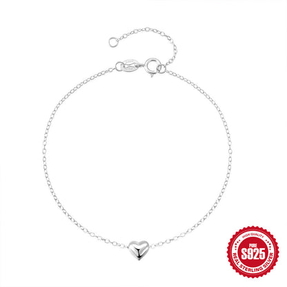Simple Style Heart Shape Sterling Silver Plating Bracelets