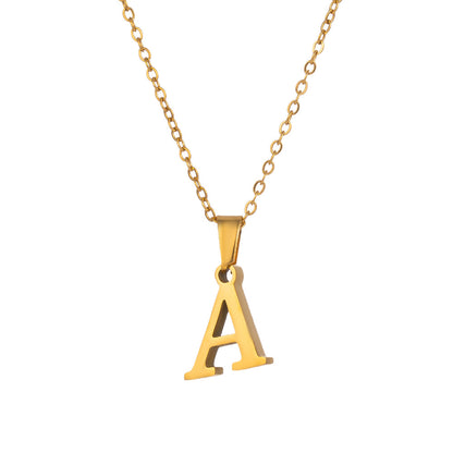 Titanium Steel Simple Style Letter Plating Pendant Necklace