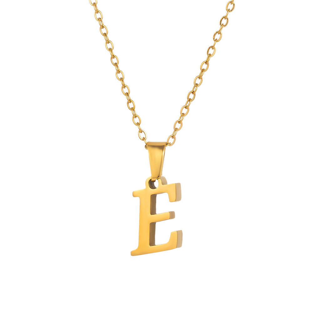 Titanium Steel Simple Style Letter Plating Pendant Necklace