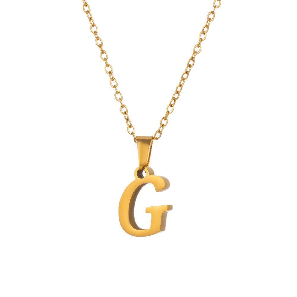 Titanium Steel Simple Style Letter Plating Pendant Necklace