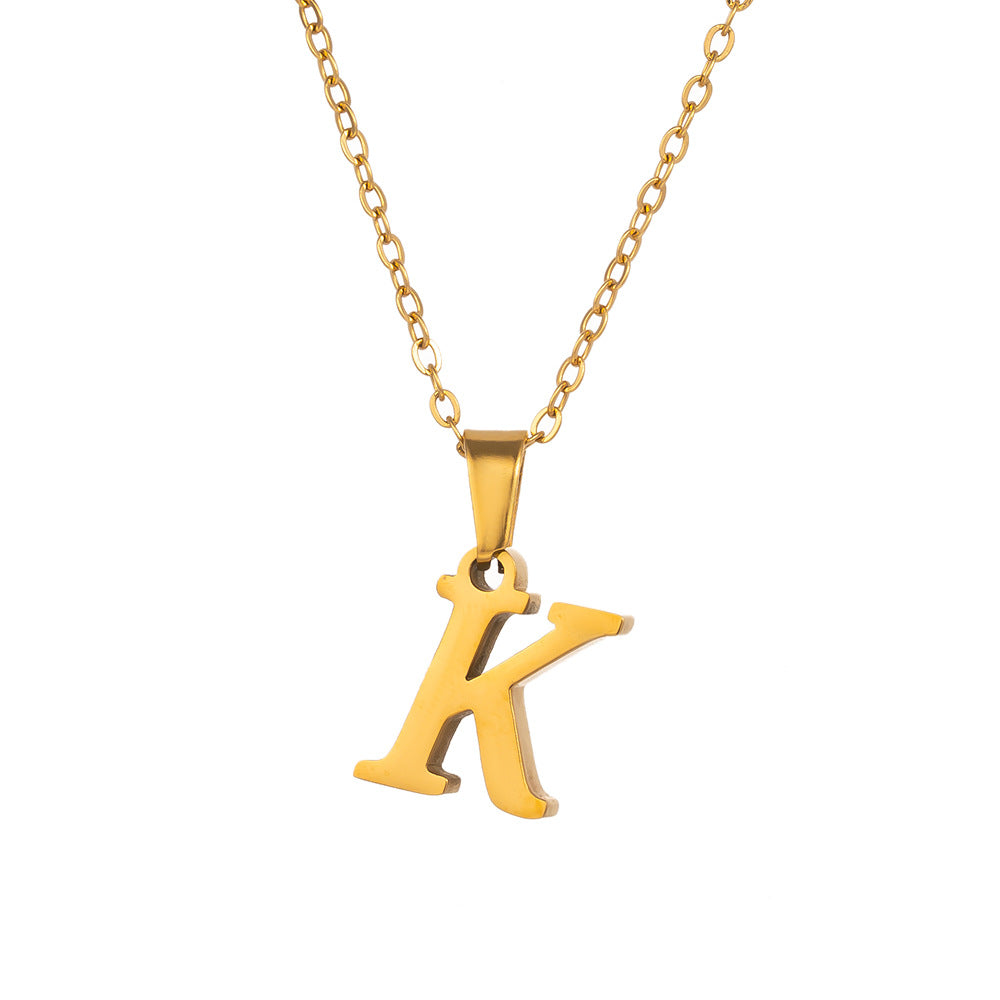 Titanium Steel Simple Style Letter Plating Pendant Necklace