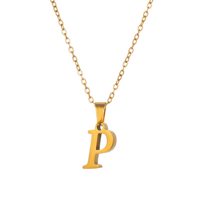 Titanium Steel Simple Style Letter Plating Pendant Necklace