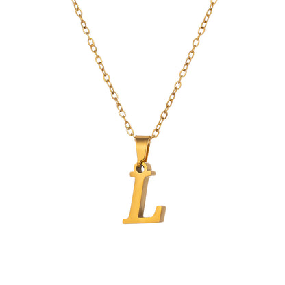 Titanium Steel Simple Style Letter Plating Pendant Necklace