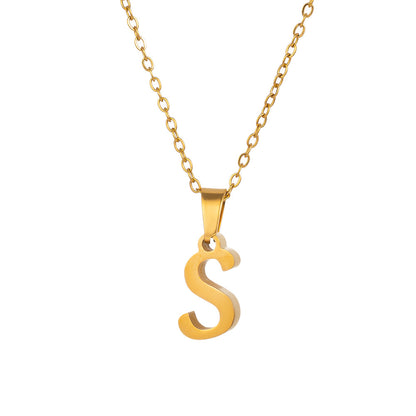 Titanium Steel Simple Style Letter Plating Pendant Necklace