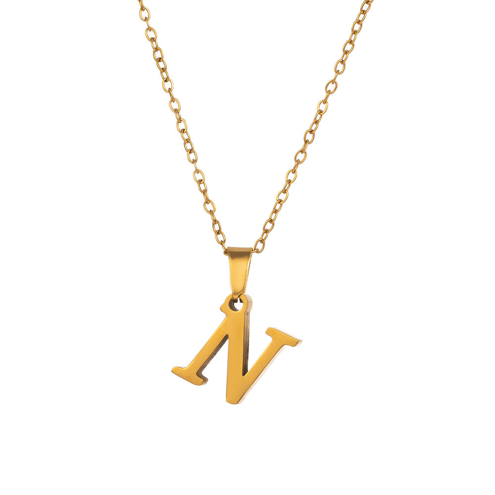 Titanium Steel Simple Style Letter Plating Pendant Necklace