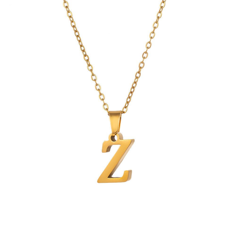 Titanium Steel Simple Style Letter Plating Pendant Necklace