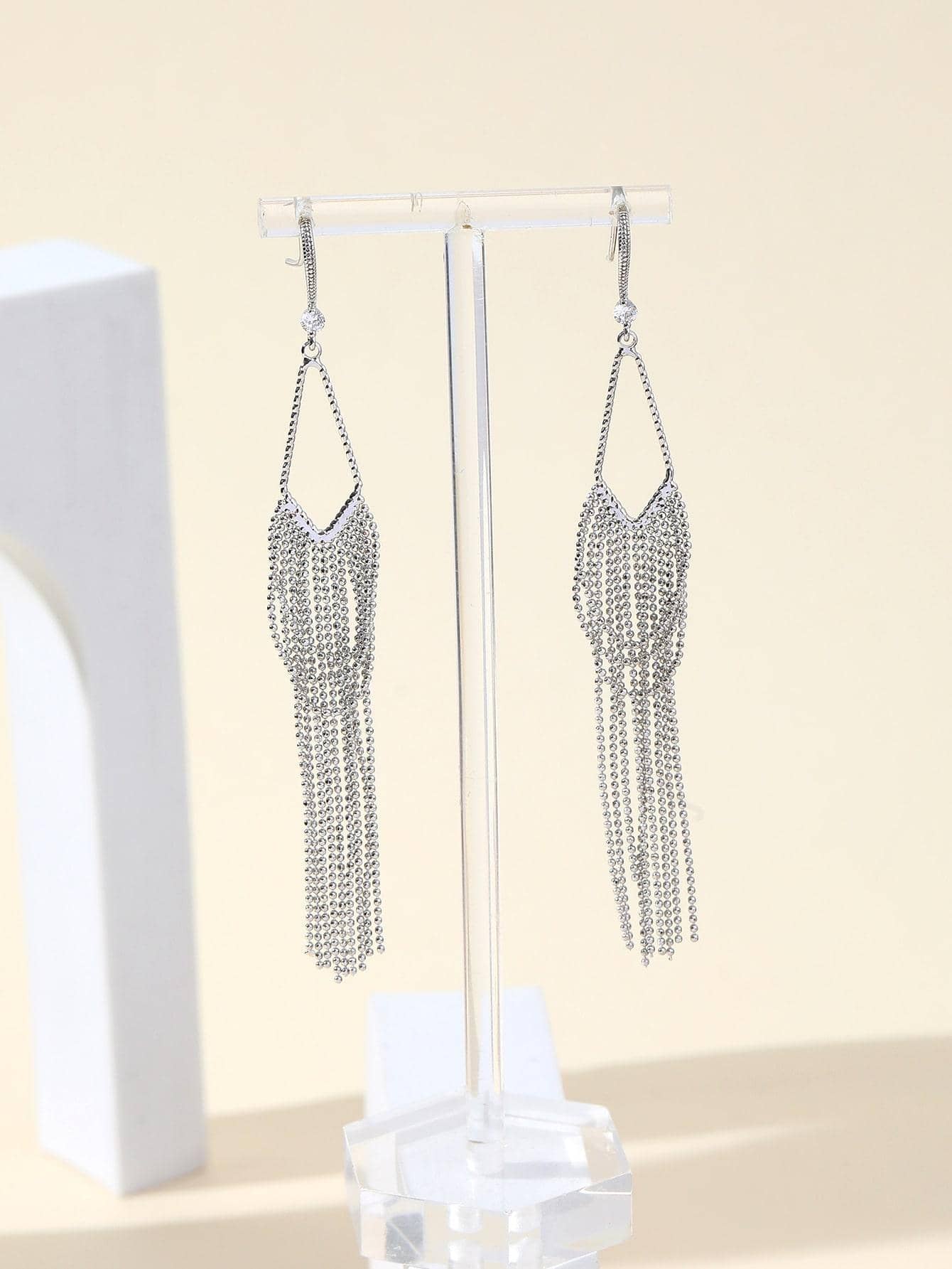 1 Pair Simple Style Shiny Tassel Plating Inlay Copper Zircon Drop Earrings