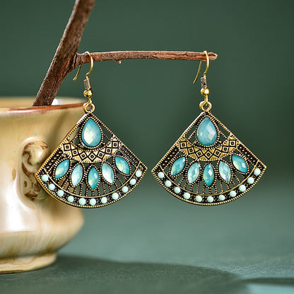 1 Pair Ethnic Style Sun Alloy Plating Inlay Beads Women's Drop Earrings