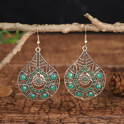 1 Pair Ethnic Style Sun Alloy Plating Inlay Beads Women's Drop Earrings