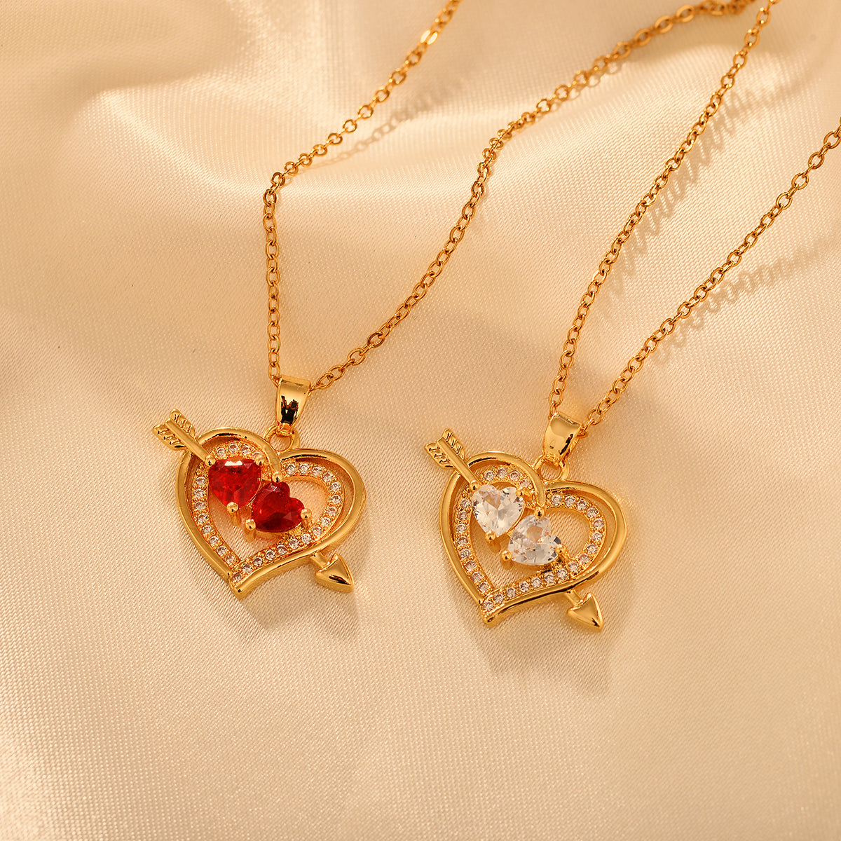 Copper Vintage Style Heart Shape Pendant Necklace
