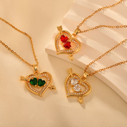 Copper Vintage Style Heart Shape Pendant Necklace