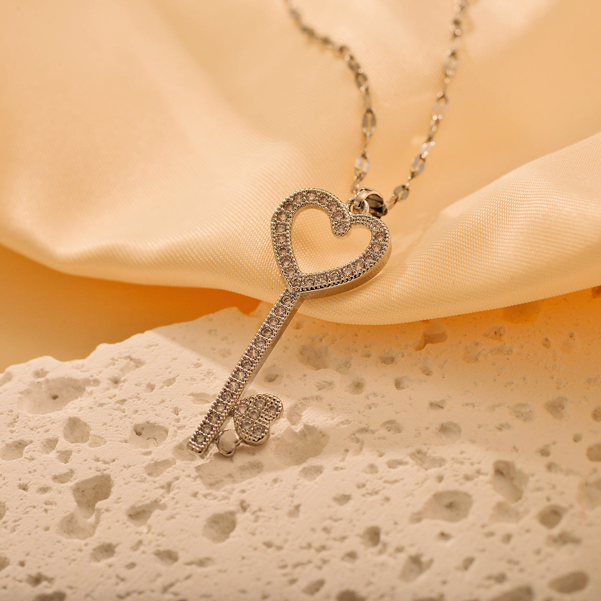 Stainless Steel Sweet Key Pendant Necklace