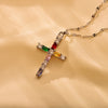 Copper 18K Gold Plated Elegant Cross Plating Pendant Necklace