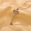 Stainless Steel Sweet Heart Shape Key Pendant Necklace