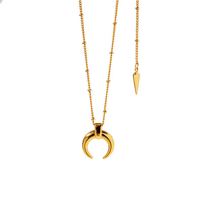 Copper 18K Gold Plated Simple Style Horns Pendant Necklace