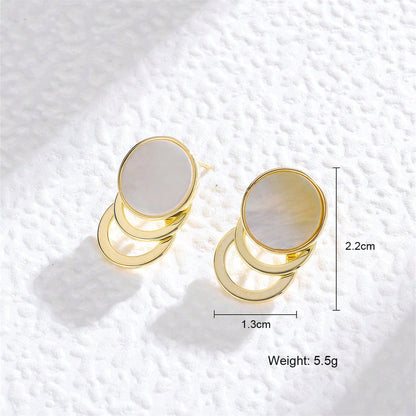 1 Pair Elegant Princess Circle Rhombus Plating Inlay Copper Opal Shell Drop Earrings