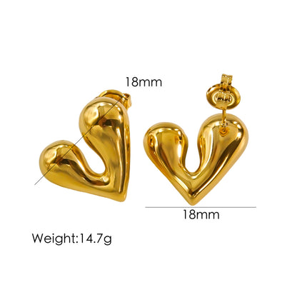 1 Pair IG Style Simple Style Classic Style Heart Shape Plating Stainless Steel Ear Studs