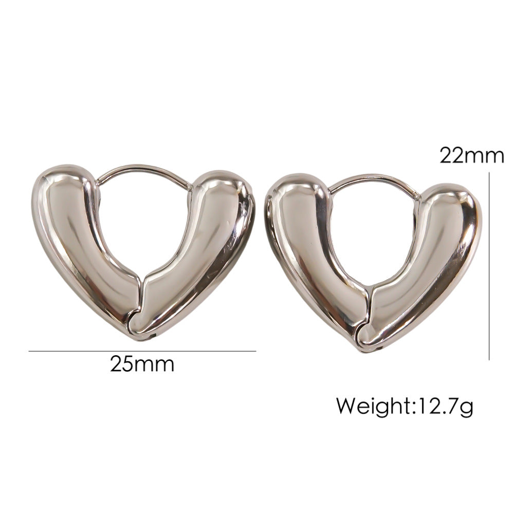 1 Pair IG Style Simple Style Classic Style Heart Shape Plating Stainless Steel Ear Studs