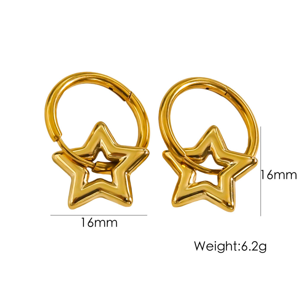 1 Pair IG Style Y2K Simple Style Star Heart Shape Flower Plating Stainless Steel Earrings