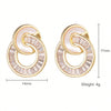 1 Pair Roman Style Shiny Circle Plating Inlay Copper Shell Zircon Ear Studs