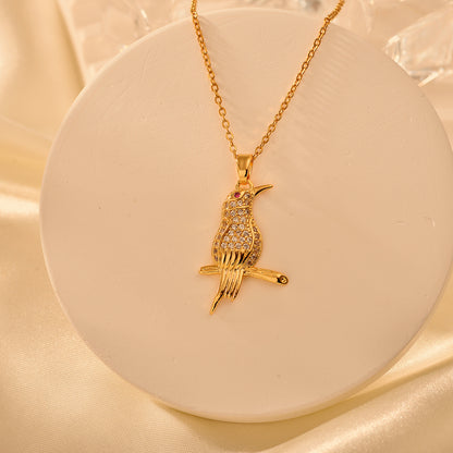 Copper Modern Style Classic Style Bird Inlay Zircon Pendant Necklace