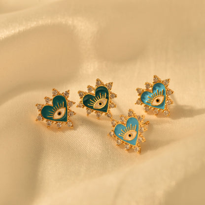 1 Pair Elegant Devil's Eye Copper Ear Studs