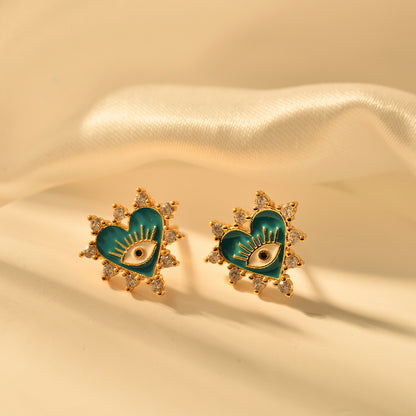 1 Pair Elegant Devil's Eye Copper Ear Studs